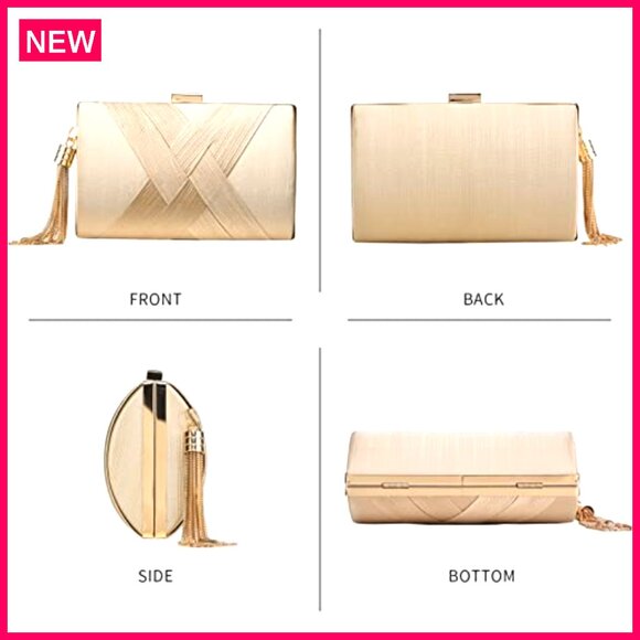 Silk Tassel Evening Clutch with Removable Chain Strap for Wedding Party